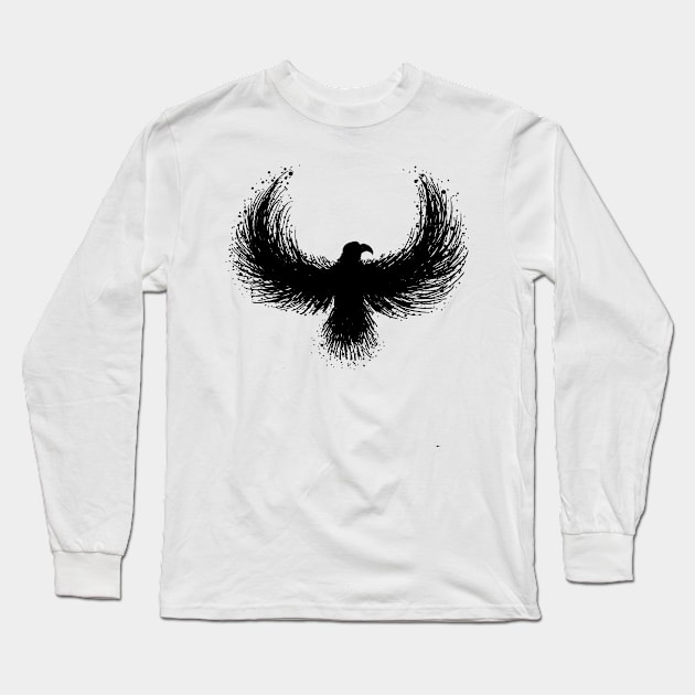 Hand-drawn Raven Long Sleeve T-Shirt by jitkaegressy